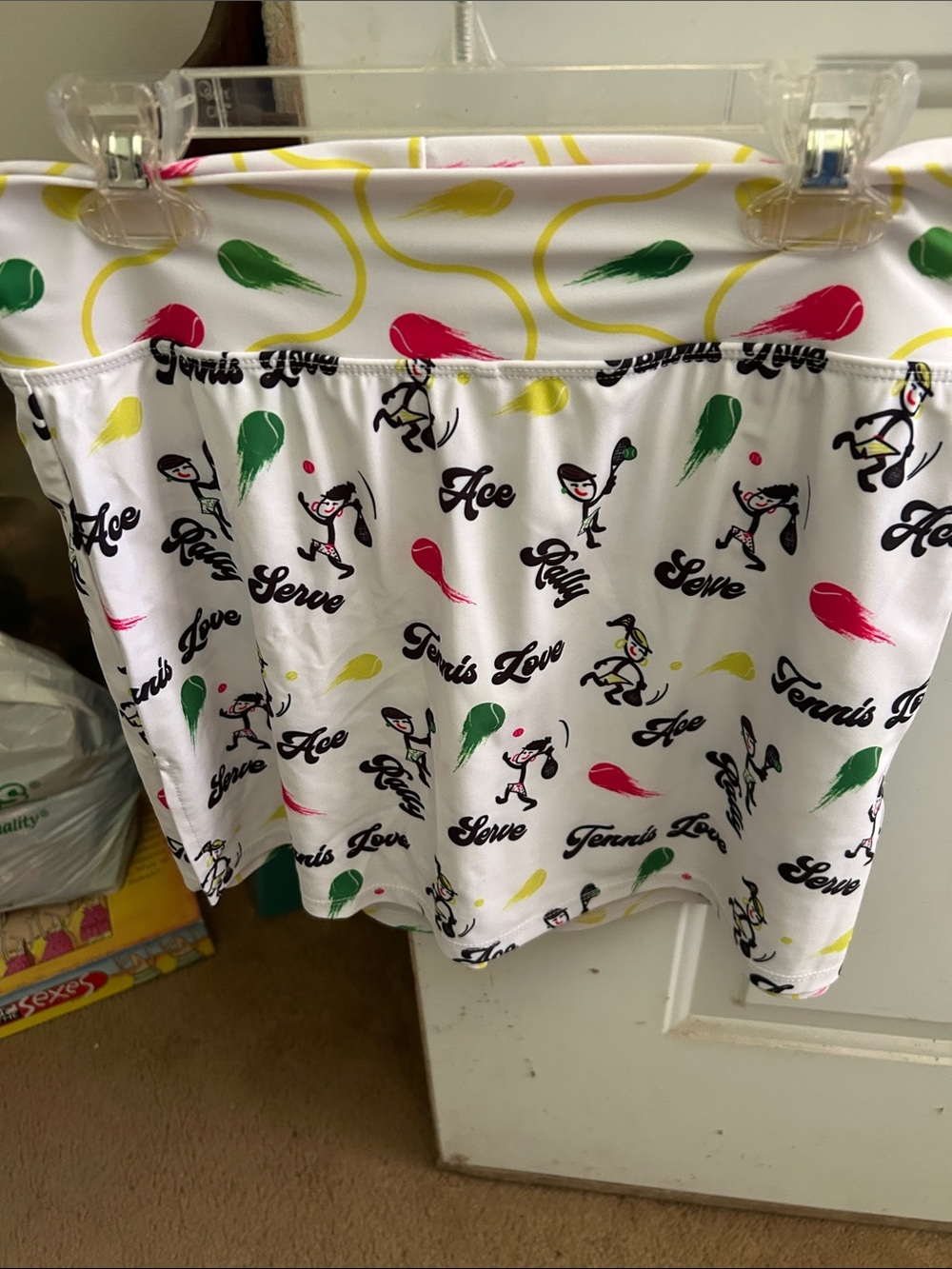 Skort Obsessed size small tennis logo. Fun print